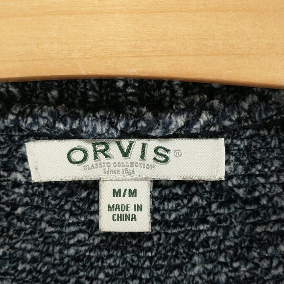 Orvis Women's Pullover Marled Knit Sweater Blue Medium V-Neck Ribbed Hem - Picture 8 of 12